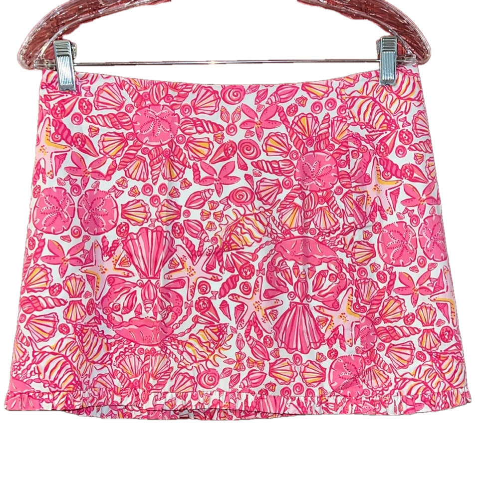 NWOT Lilly Pulitzer Seashells Sand Dollar Starfish Pink Skort Size 2
